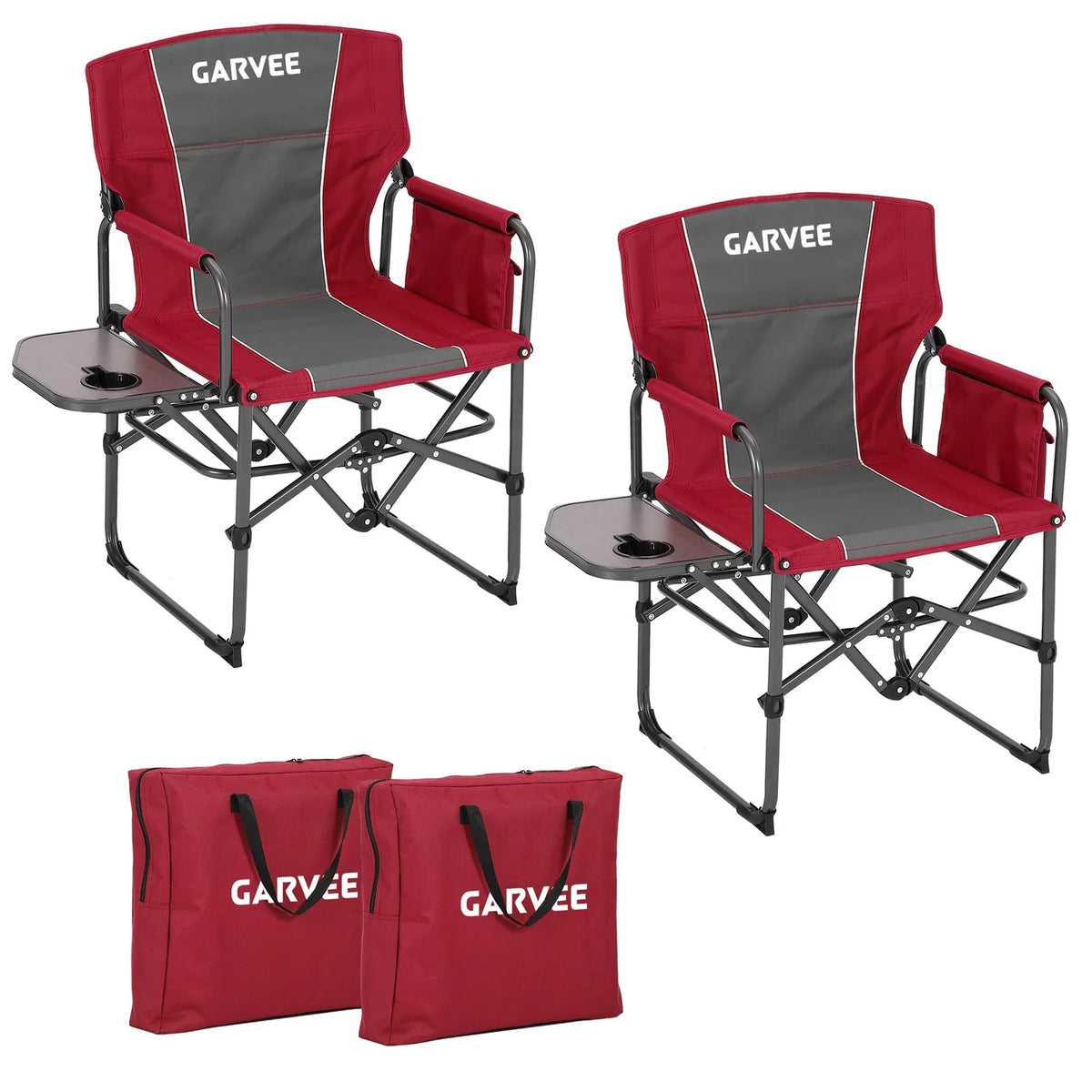 Garvee Oversized Camping Directors Chair Heavy Duty Portable Folding Lawn Chair with Side Table for Outdoor Beach Fishing Picnic, 20.8in x 19.8in x 5.5in
