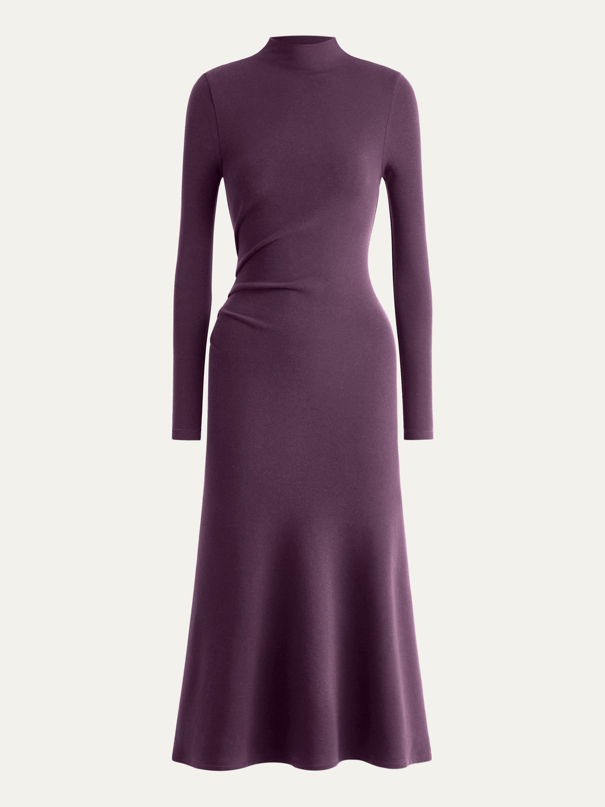 ProWarm Mock Neck Long Sleeve Ruched Mermaid Midi Dress