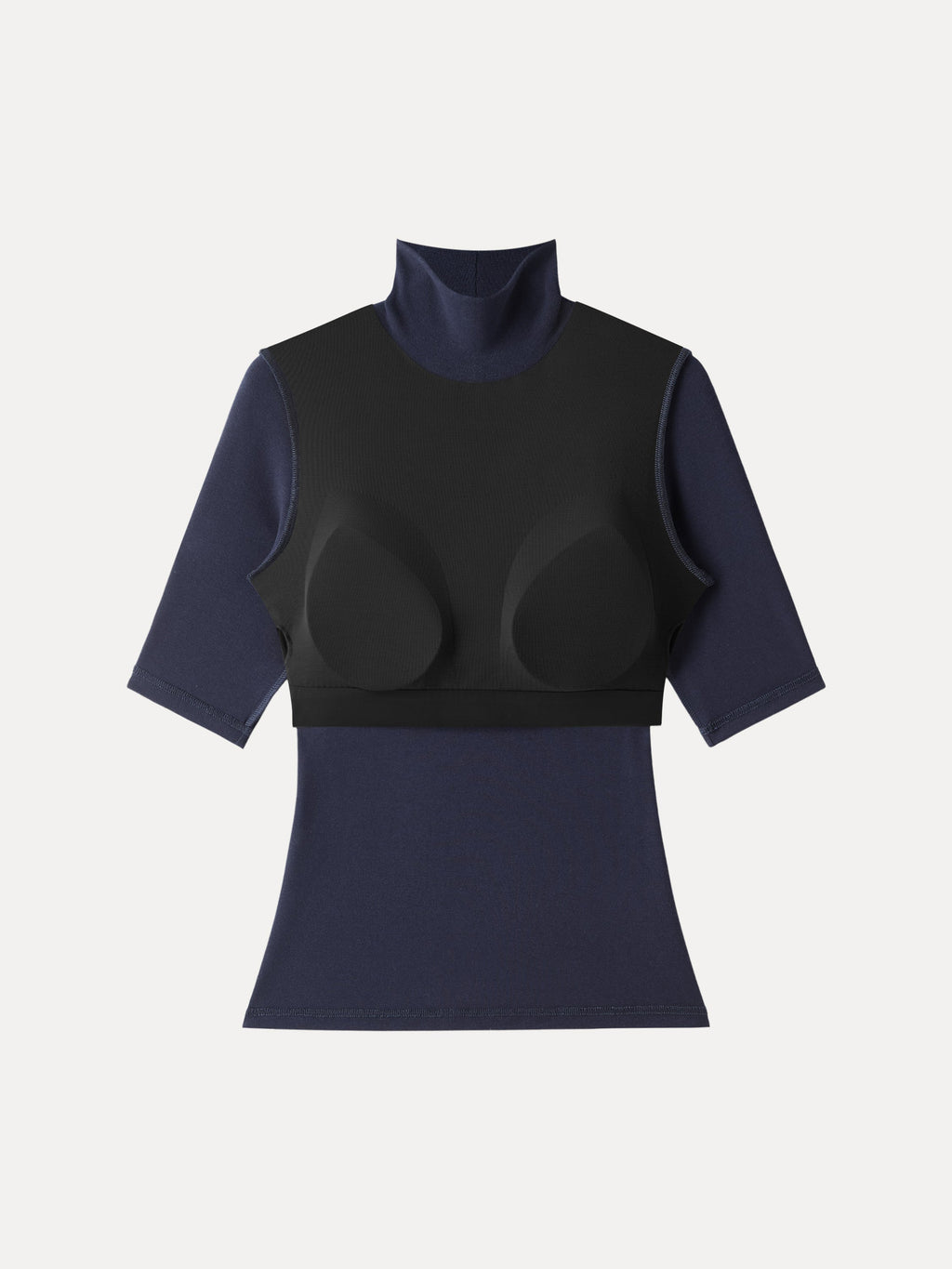 LiteWarm Essential Turtleneck Elbow Length Sleeve Built-In Bra Top 3.0