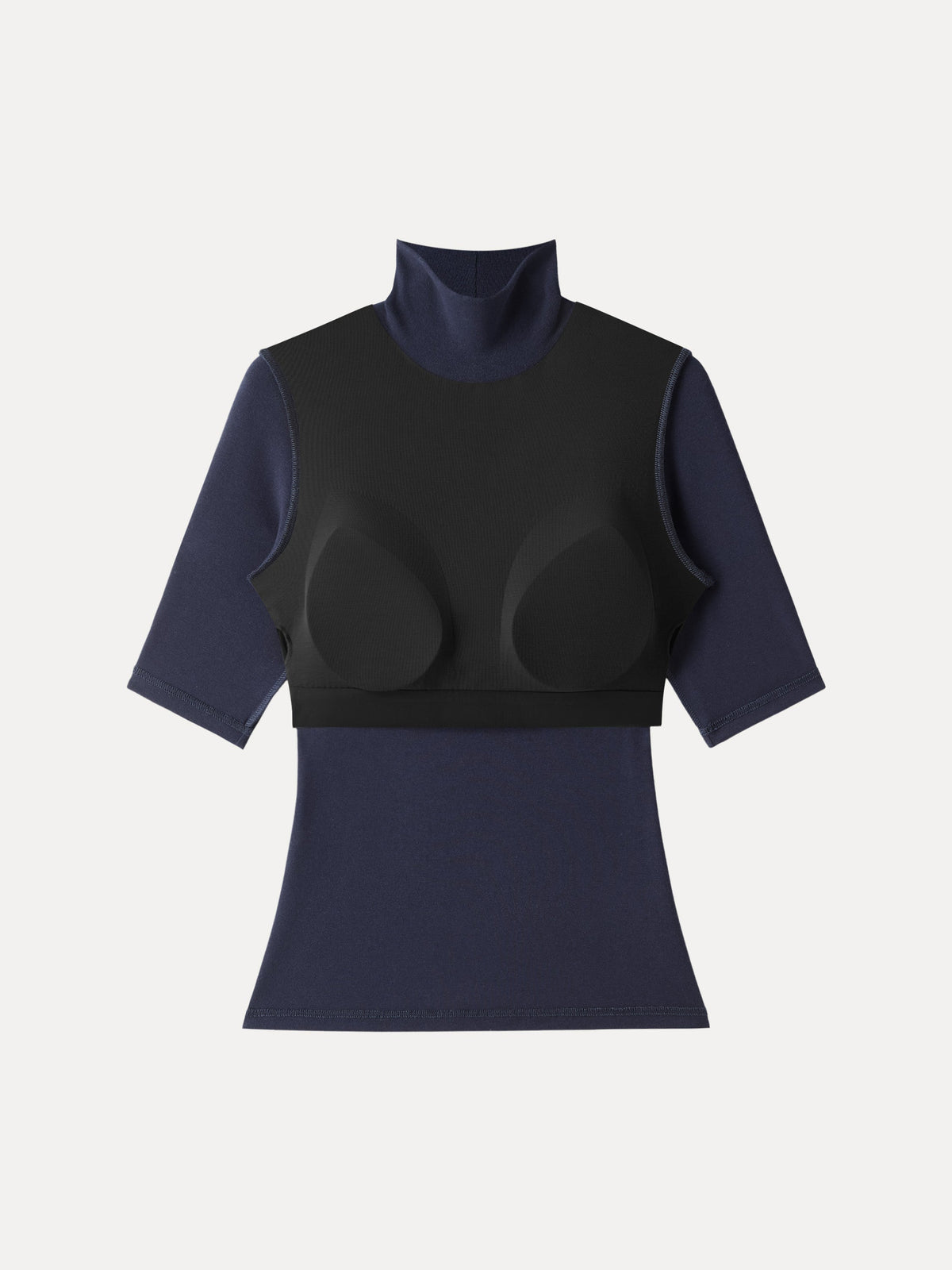 LiteWarm Essential Turtleneck Elbow Length Sleeve Built-In Bra Top 3.0
