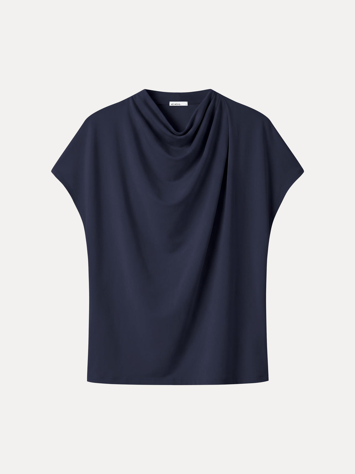 LiteWarm Draped Mock Neck Cap Sleeve Top