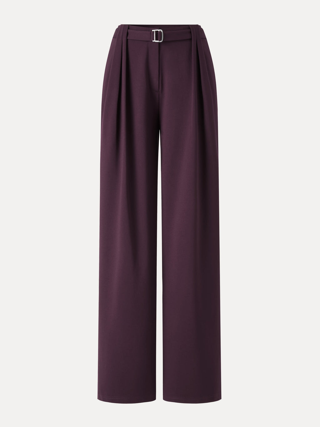 Stretch Ponte High-Rise Belted Wide-Leg Pants with Pockets