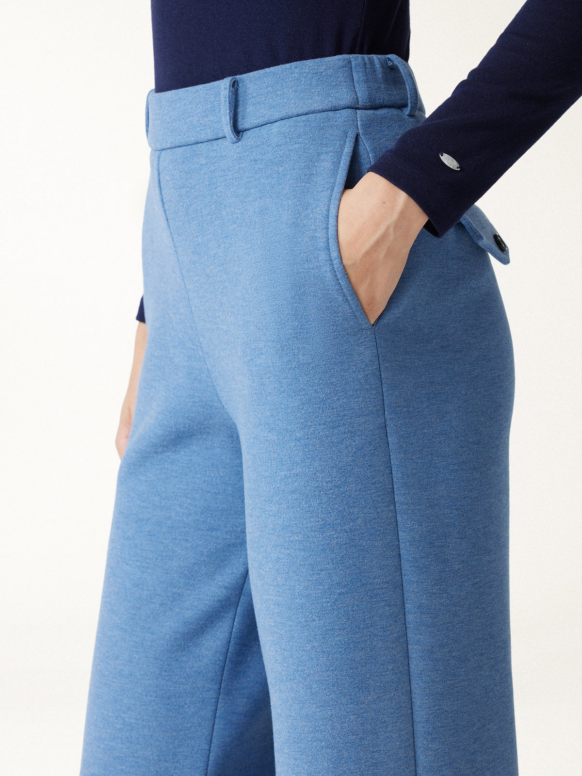 2Pcs Set V-Neck Button-Down Cardigan with Pockets & High-Rise Wide-Leg Pants with Pockets
