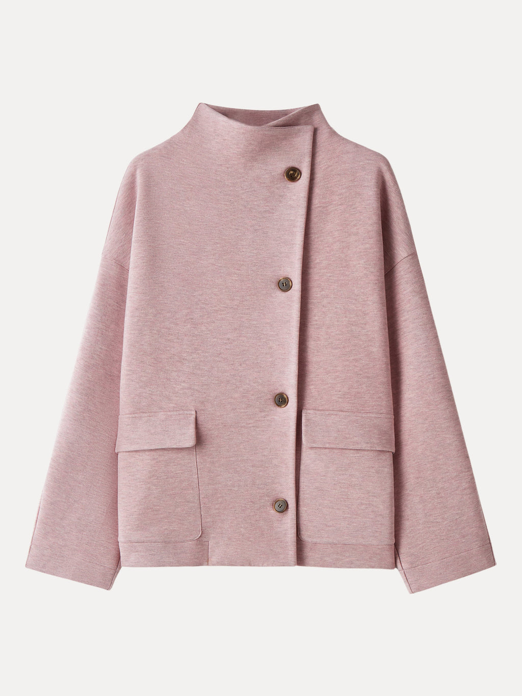FuzzLuxe Mock Neck Long Sleeve Button-Down Jacket with Pockets