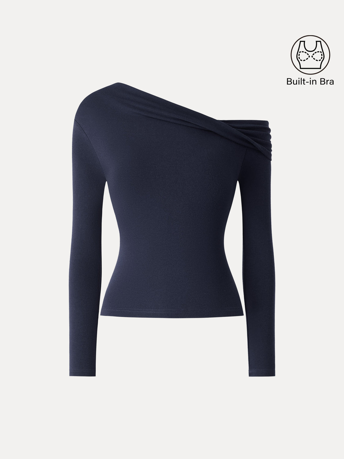 LiteWarm Convertible Neck Long Sleeve Built-In Bra Top