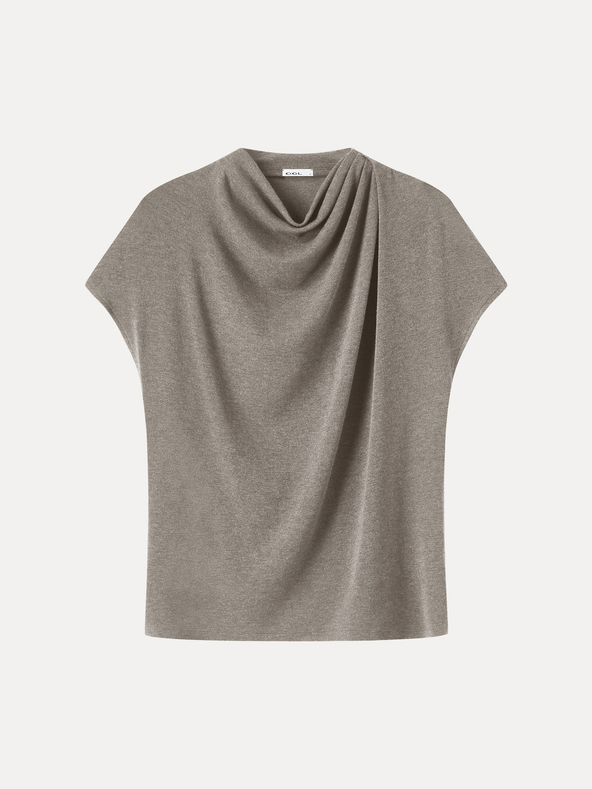 LiteWarm Draped Mock Neck Cap Sleeve Top