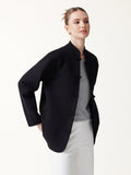 FuzzLuxe Mandarin Collar Frog-Button Jacket with Pockets