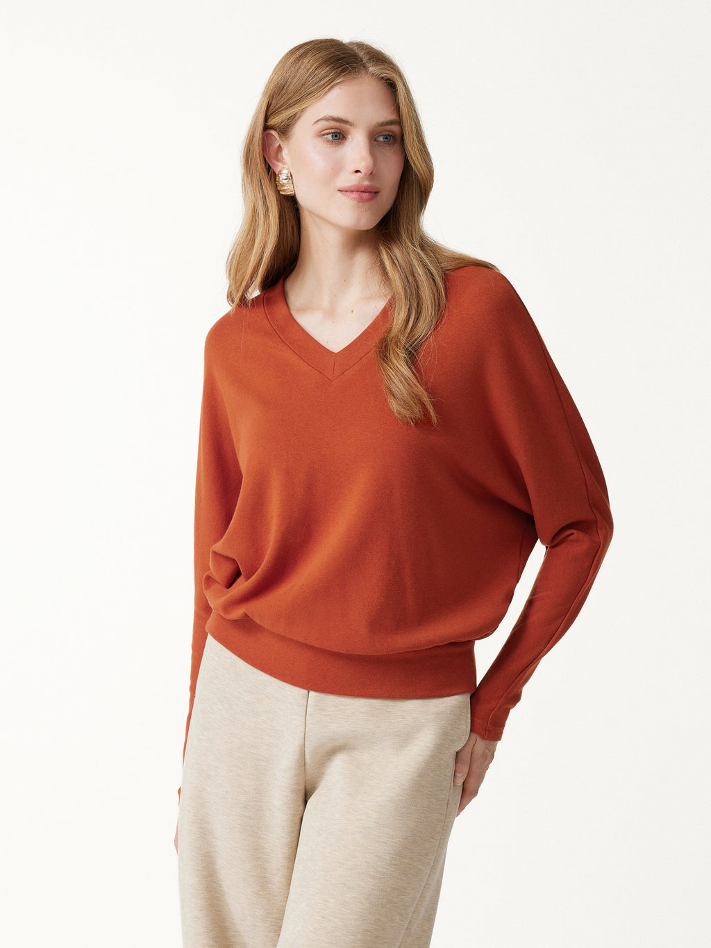ProWarm V-Neck Long Sleeve Banded Hem Top