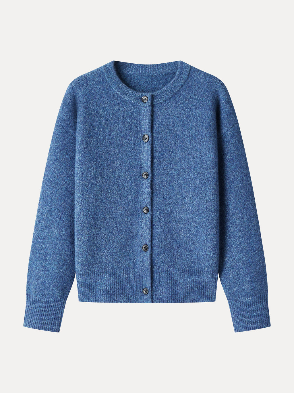Luxe Halo Wool Blend Round Neck Cardigan Sweater