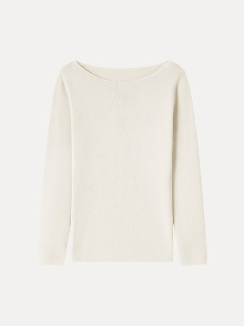 100% Merino Wool Semi-Sheer Boat Neck Sweater