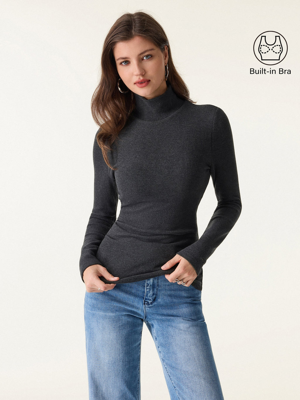MaxWarm Turtleneck Long Sleeve Built-In Bra Top 3.0