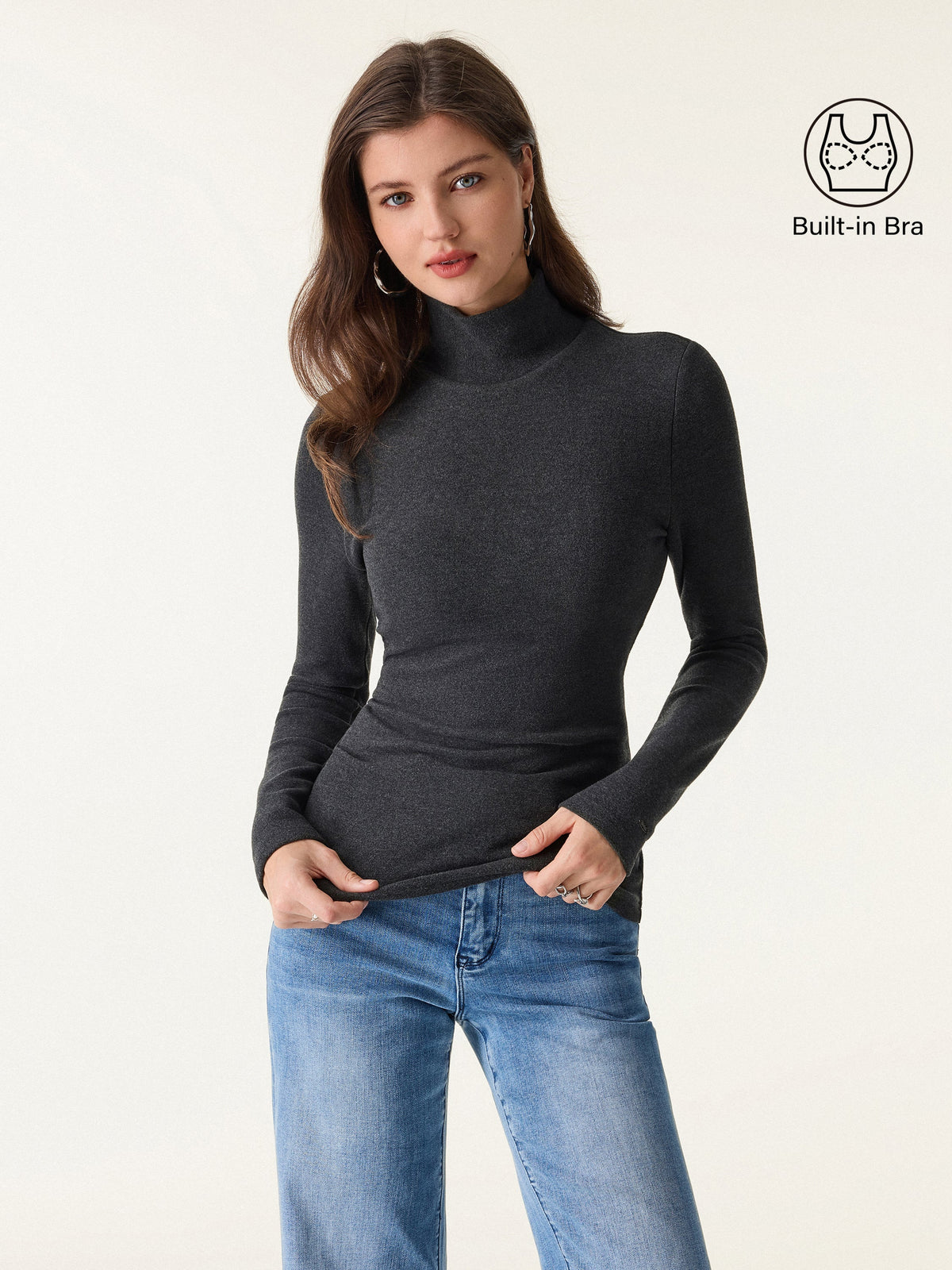 MaxWarm Turtleneck Long Sleeve Built-In Bra Top 3.0