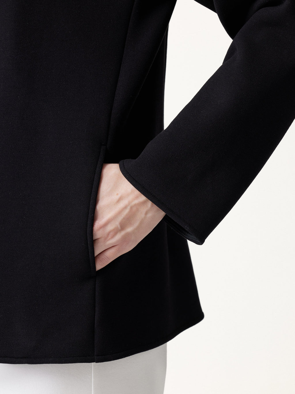 FuzzLuxe Mandarin Collar Frog-Button Jacket with Pockets