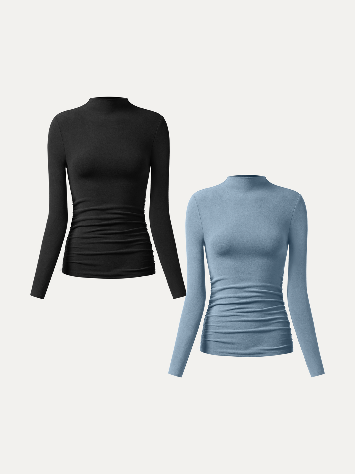 ProWarm Ruched Sides Tuckable Mockneck Top