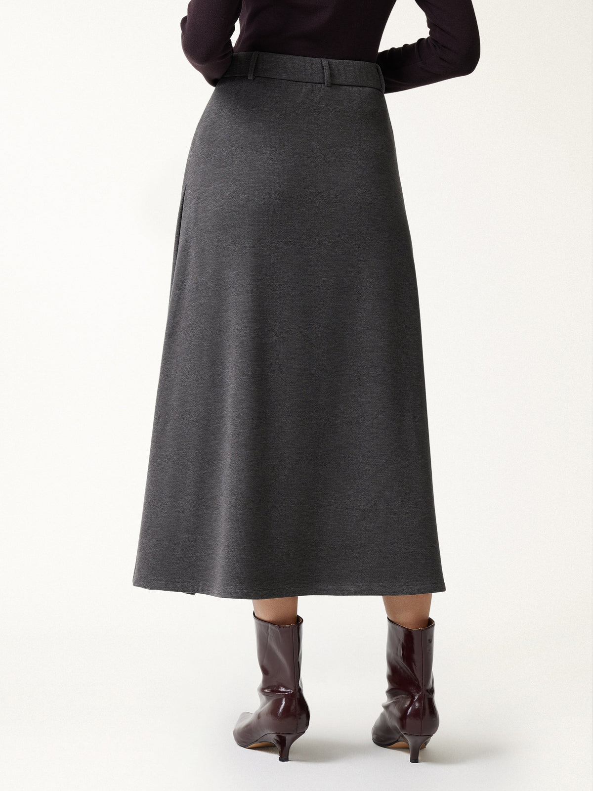 MaxWarm Mid-Rise Godet A-Line Midi Skirt