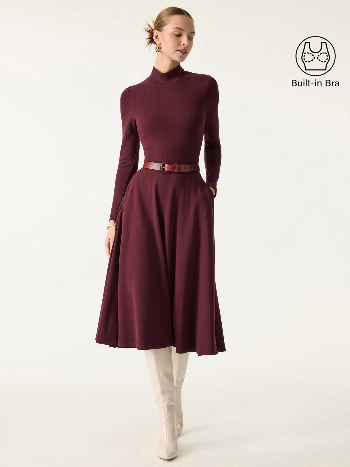 ProWarm Mockneck Midi Built-In Bra Dress 3.0 with Pockets