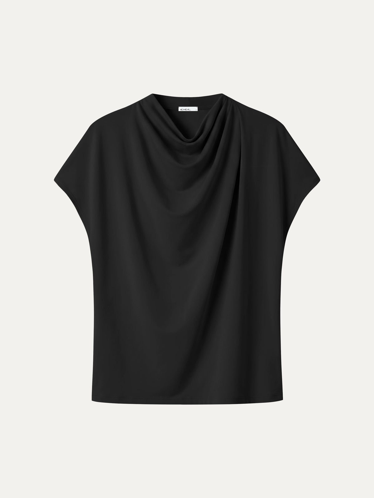 LiteWarm Draped Mock Neck Cap Sleeve Top