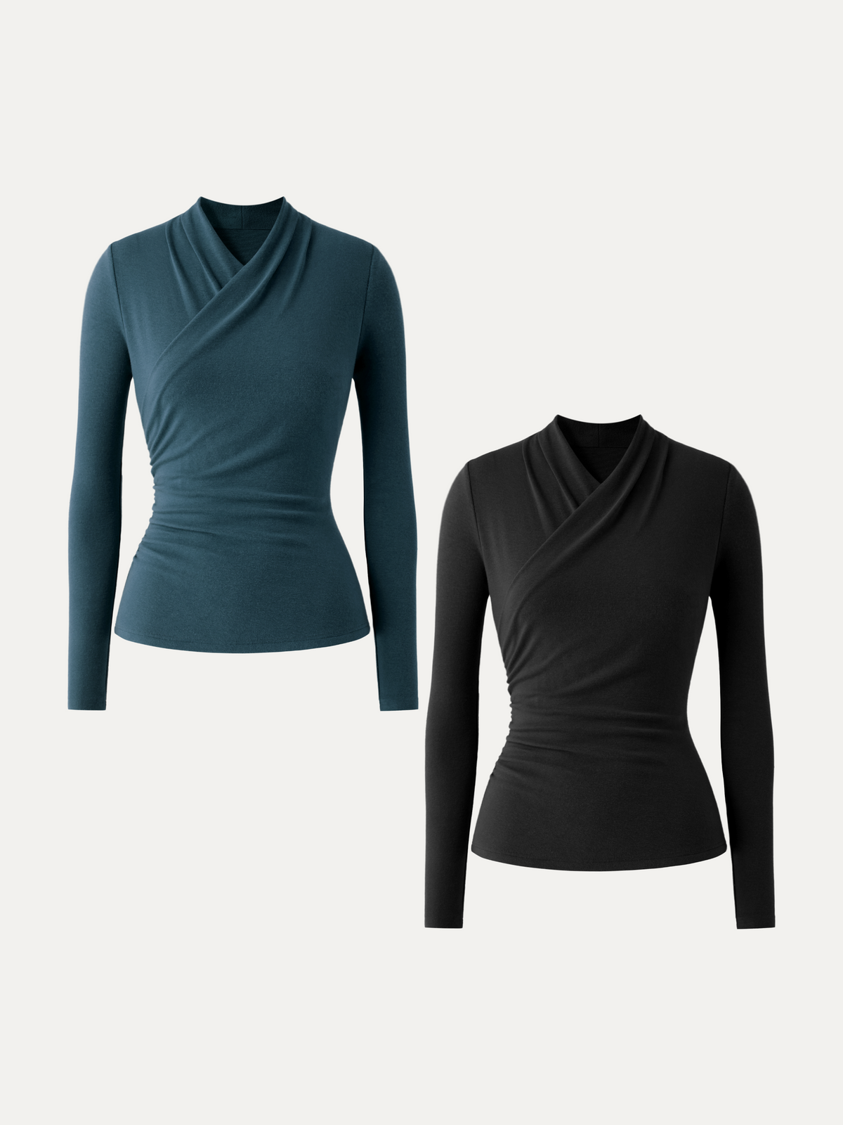 LiteWarm Surplice Long Sleeve Ruched Top
