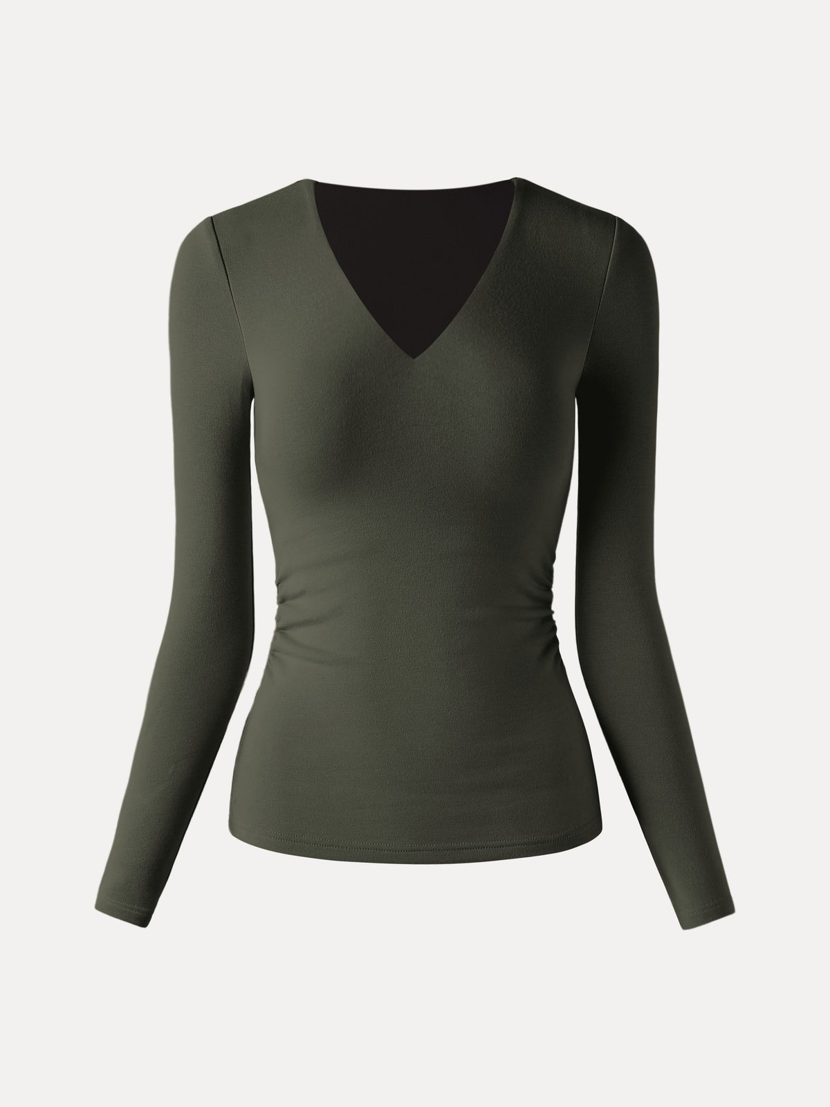 ProWarm V-Neck Long Sleeve Side-Tuck Built-In Bra Top 2.0