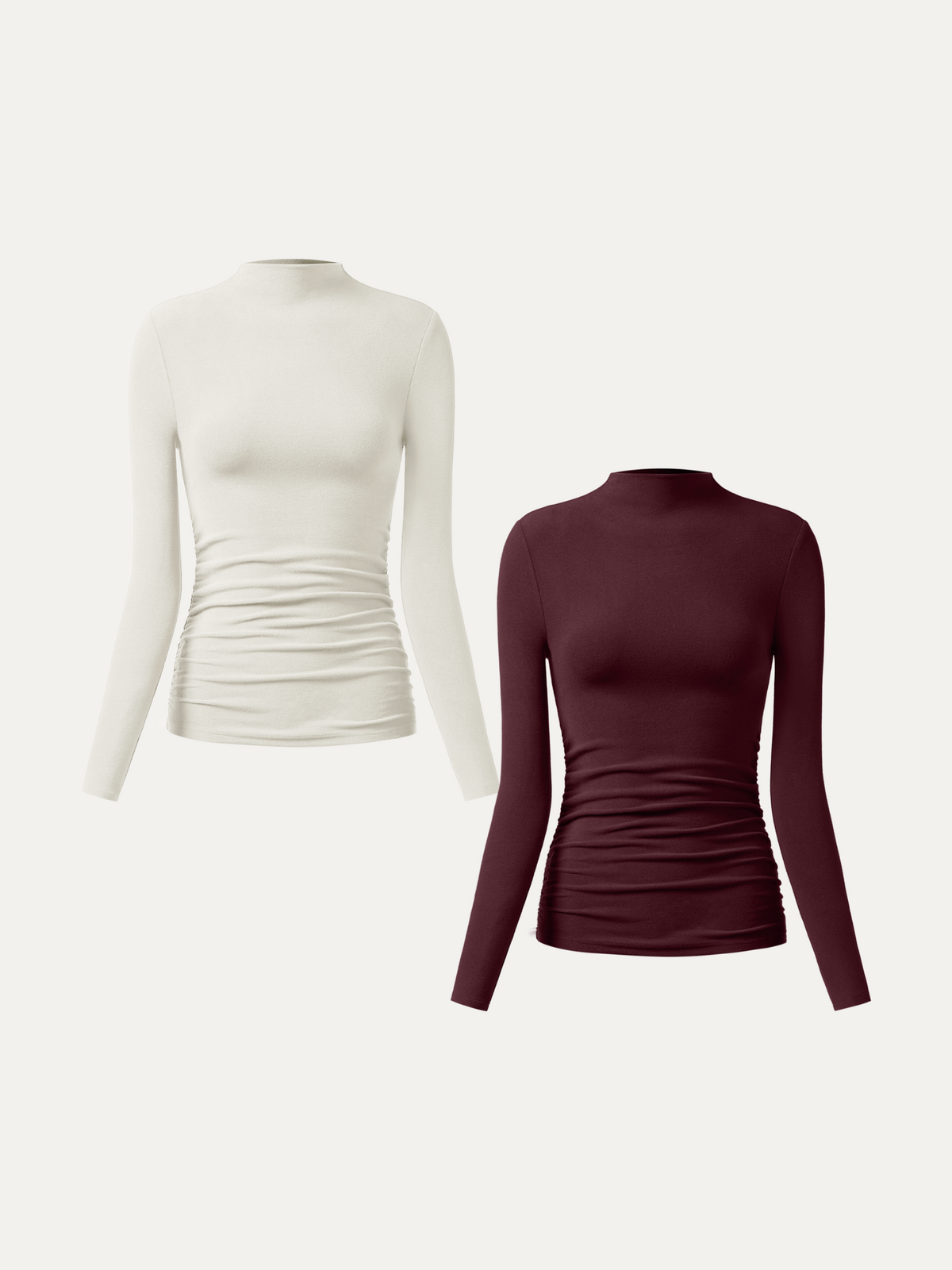 ProWarm Ruched Sides Tuckable Mockneck Top