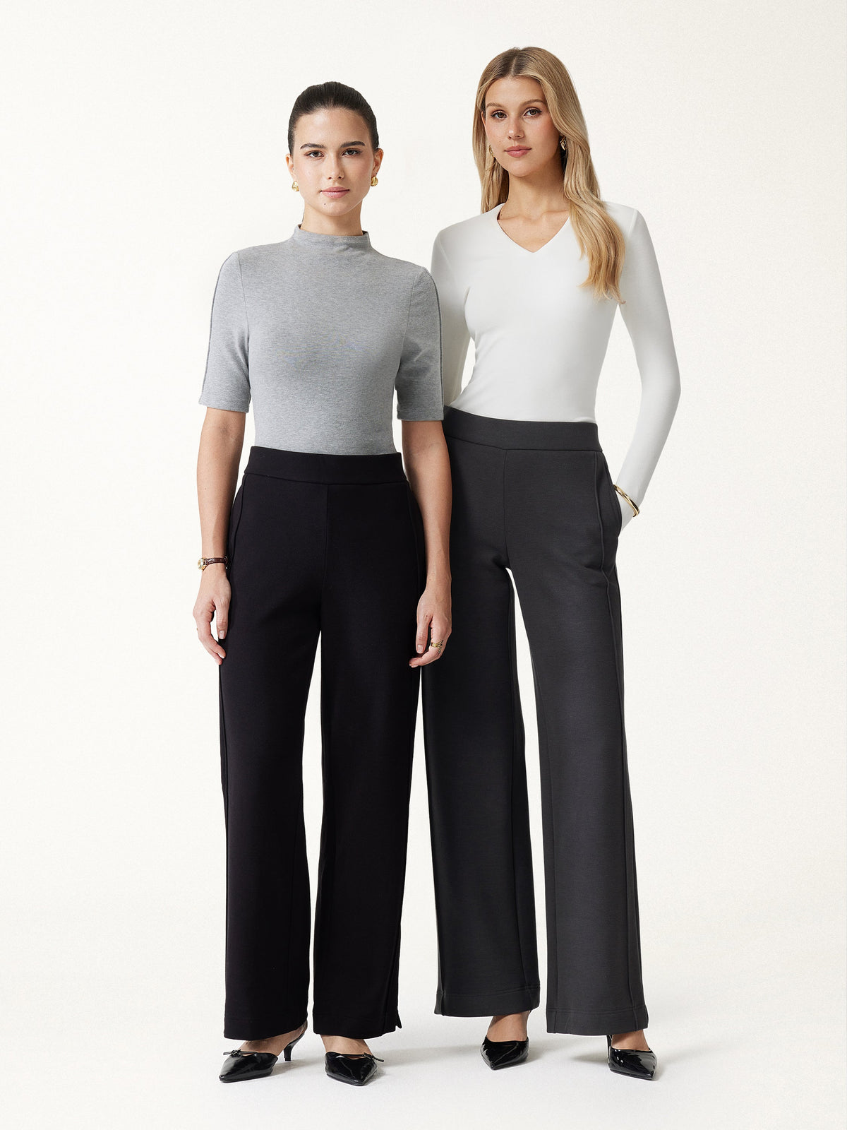 FuzzLuxe High-Rise Wide Leg Pintuck Pants with Pockets