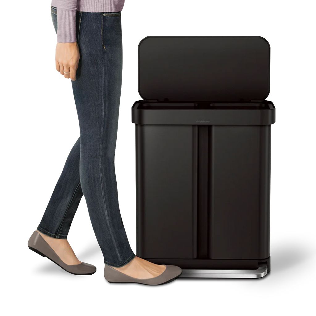 58L Dual Compartment Rectangular Step Can with Liner Pocket