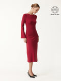 LiteWarm Boatneck Bell Sleeve Midi Built-In Bra Dress 2.0