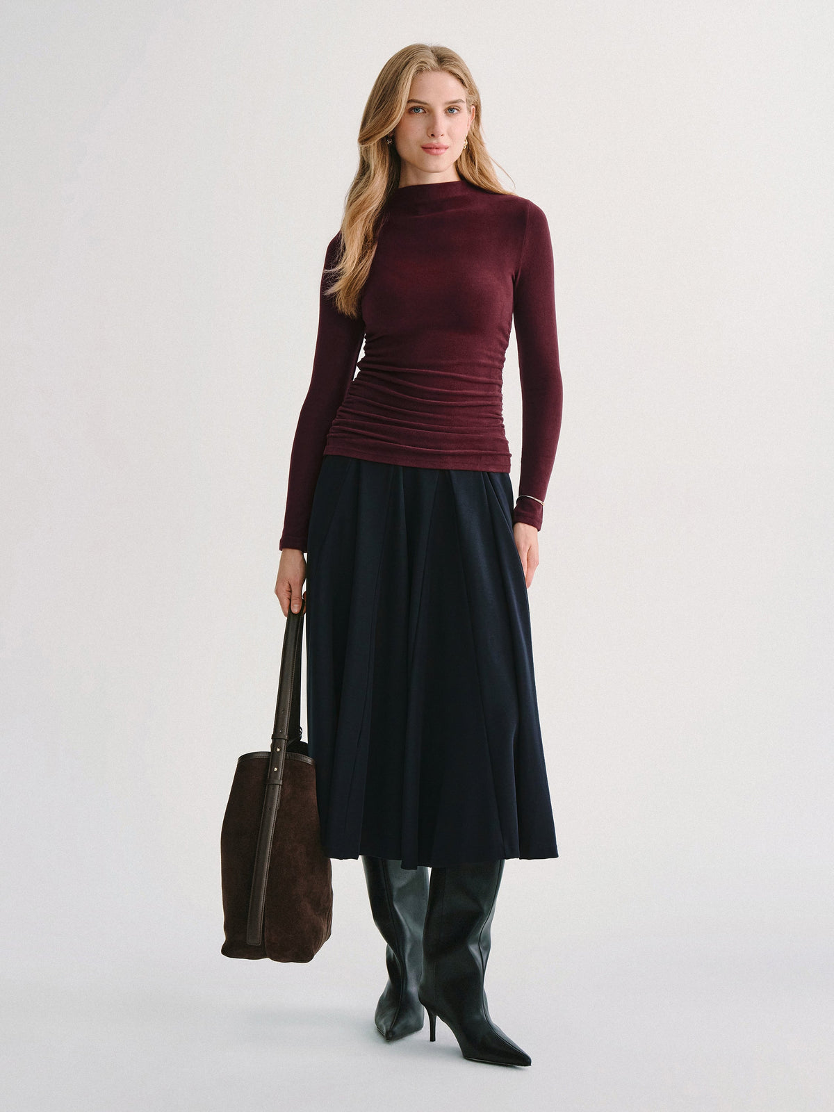 ProWarm Ruched Sides Tuckable Mockneck Top