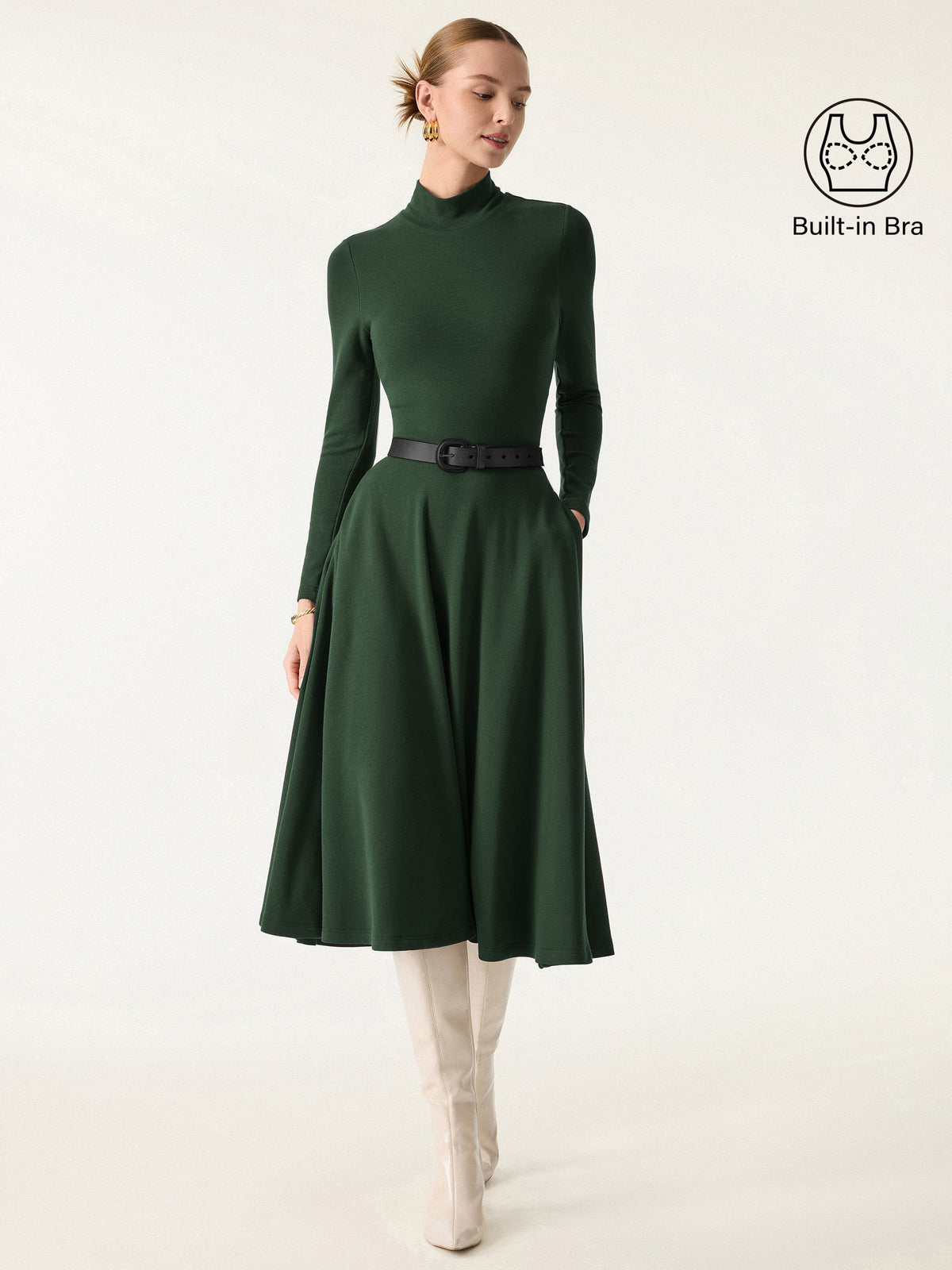 ProWarm Mockneck Midi Built-In Bra Dress 3.0 with Pockets