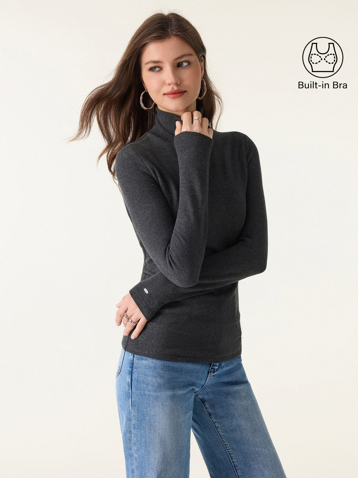 MaxWarm Turtleneck Long Sleeve Built-In Bra Top 3.0