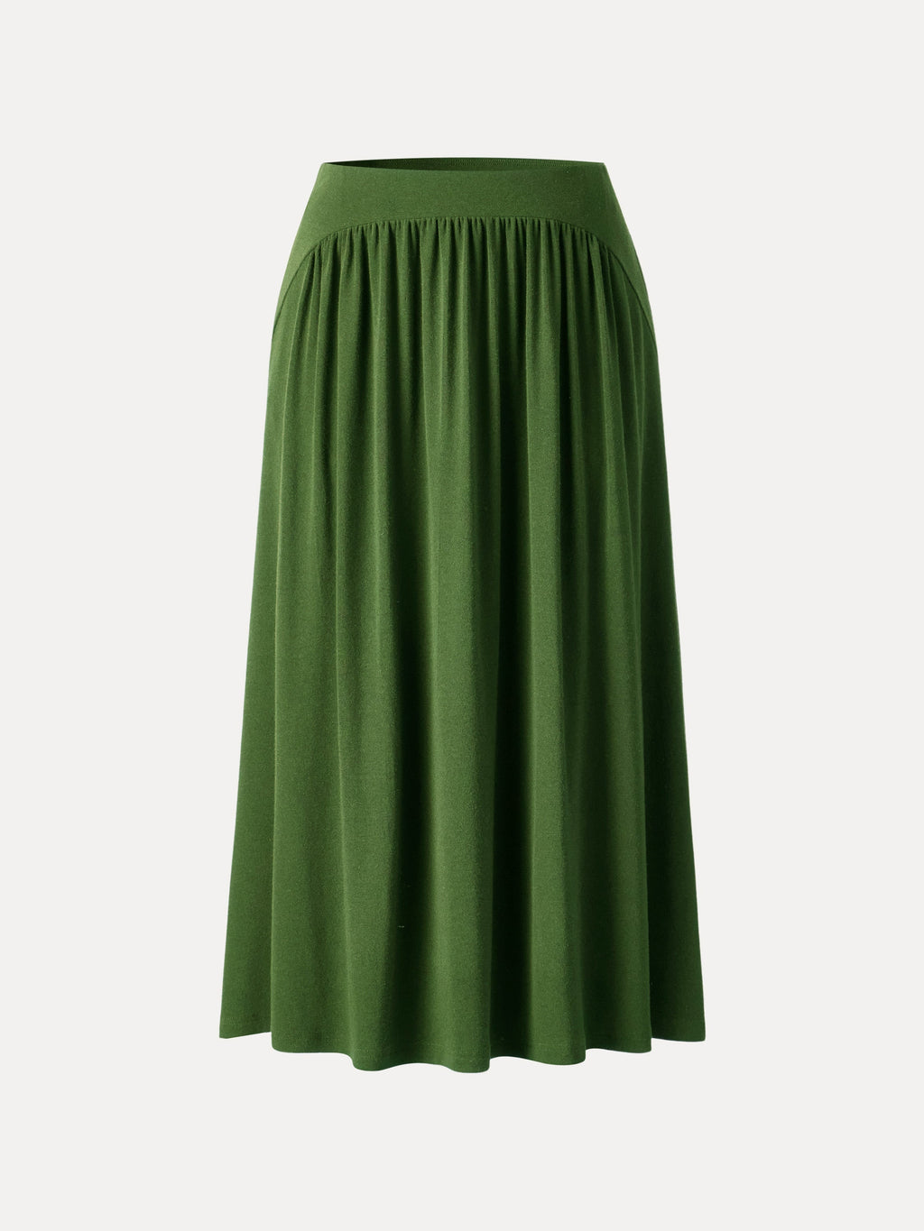 LiteWarm High-Rise Gathered A-Line Midi Skirt with Pockets