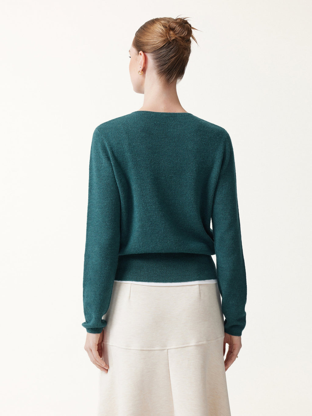 Merino Blend V-Neck Long Sleeve Half-Placket Sweater