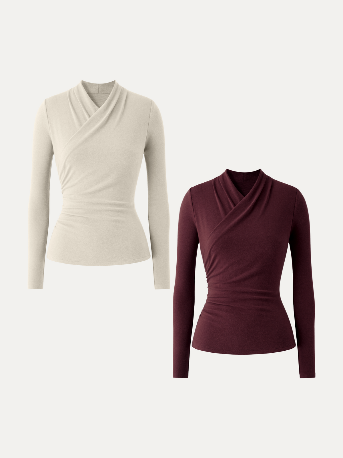 LiteWarm Surplice Long Sleeve Ruched Top