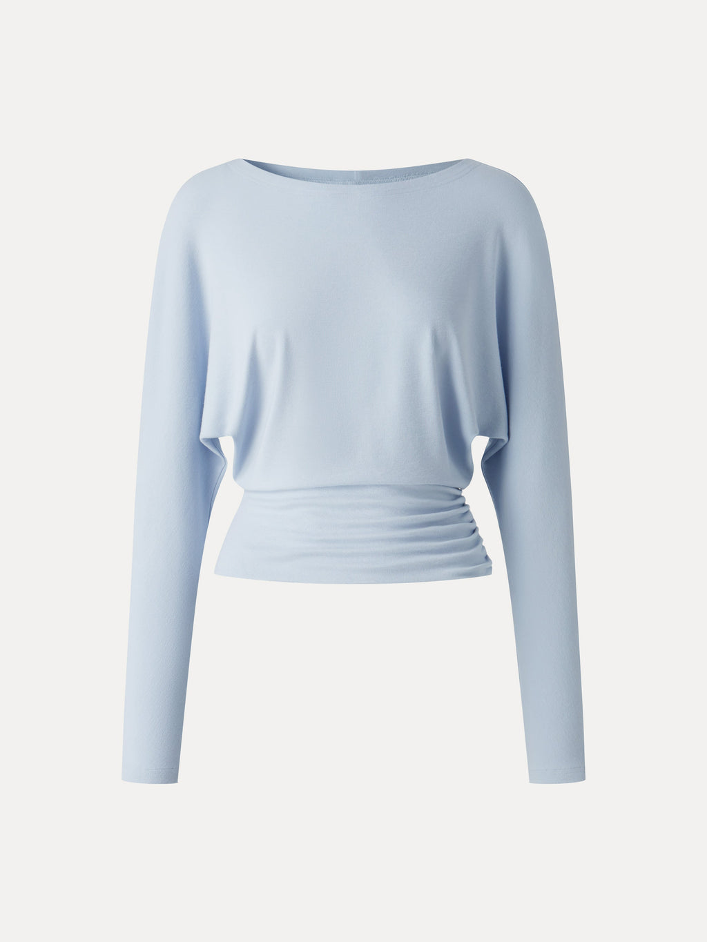 LiteWarm Slash Neck Batwing Sleeve Cinched Waist Top
