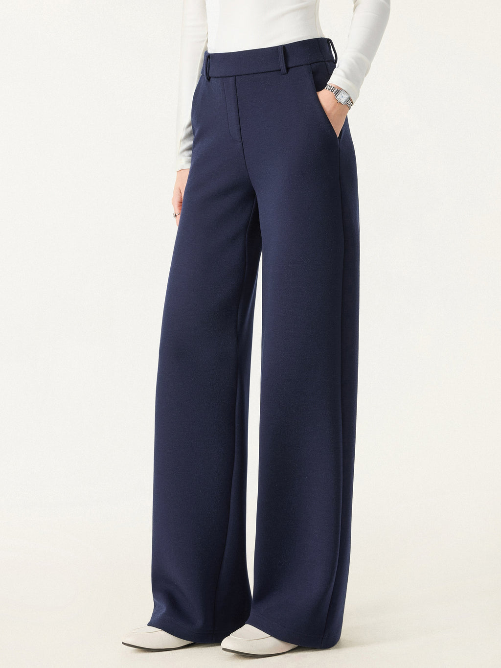 2Pcs Set Petite Belted Shawl Collar Robe Jacket & Straight Pants with Pockets