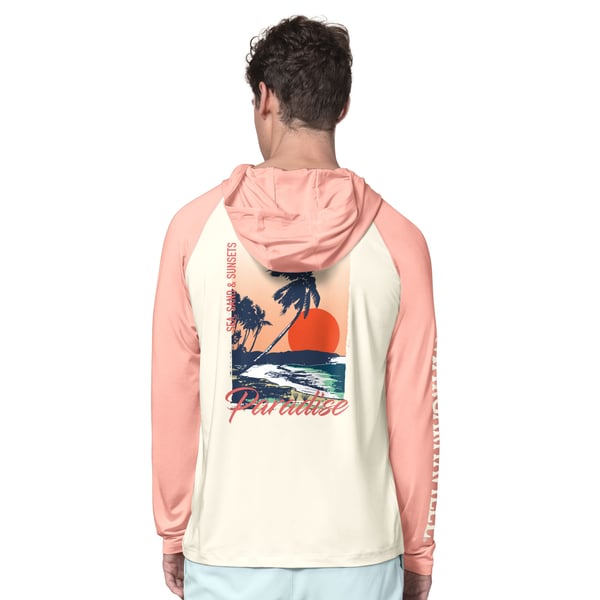 Miami Dolphins Margaritaville Sand, Sea, Sunsets Long-Sleeve Rashguard Hoodie Pullover -Cream/Amber