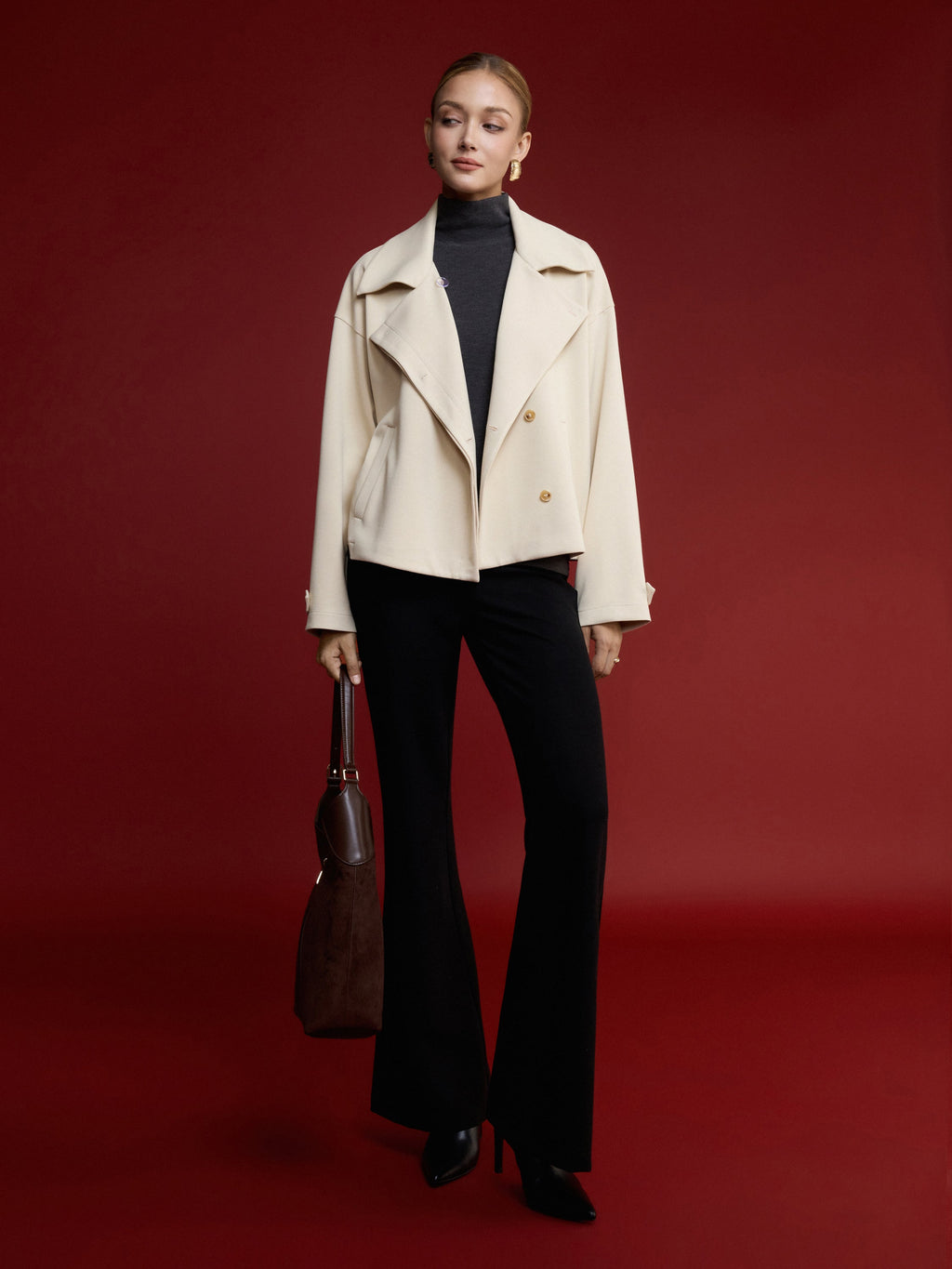 Bamboo Piqué Peaked Lapel Cuff-Tab Jacket with Pockets