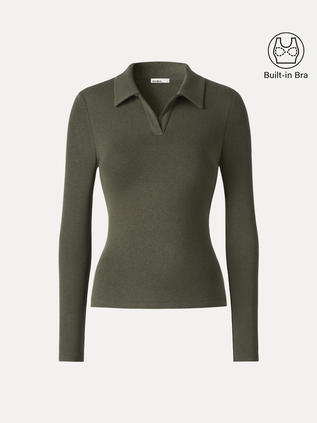 LiteWarm Office Staple V-Neck Lapel Long Sleeve Built-In Bra Top 2.0