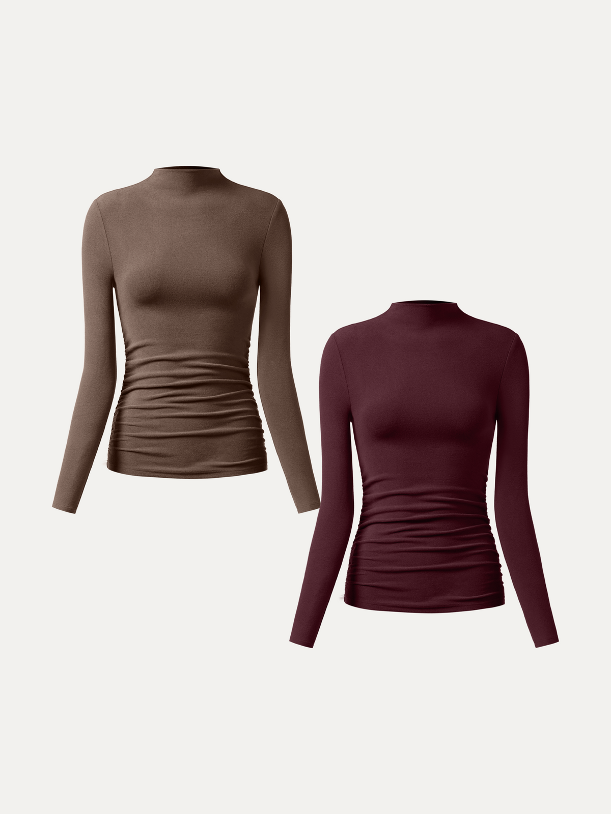 ProWarm Ruched Sides Tuckable Mockneck Top