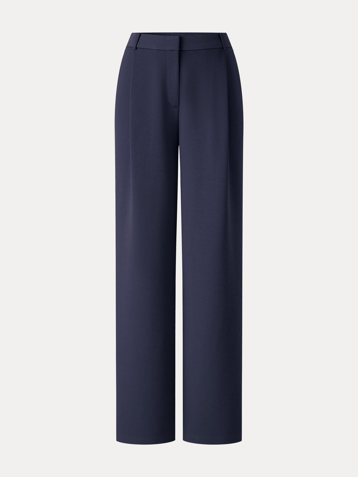 Crosshatch Ponte High-Rise Straight-Leg Tuck Pants with Pockets