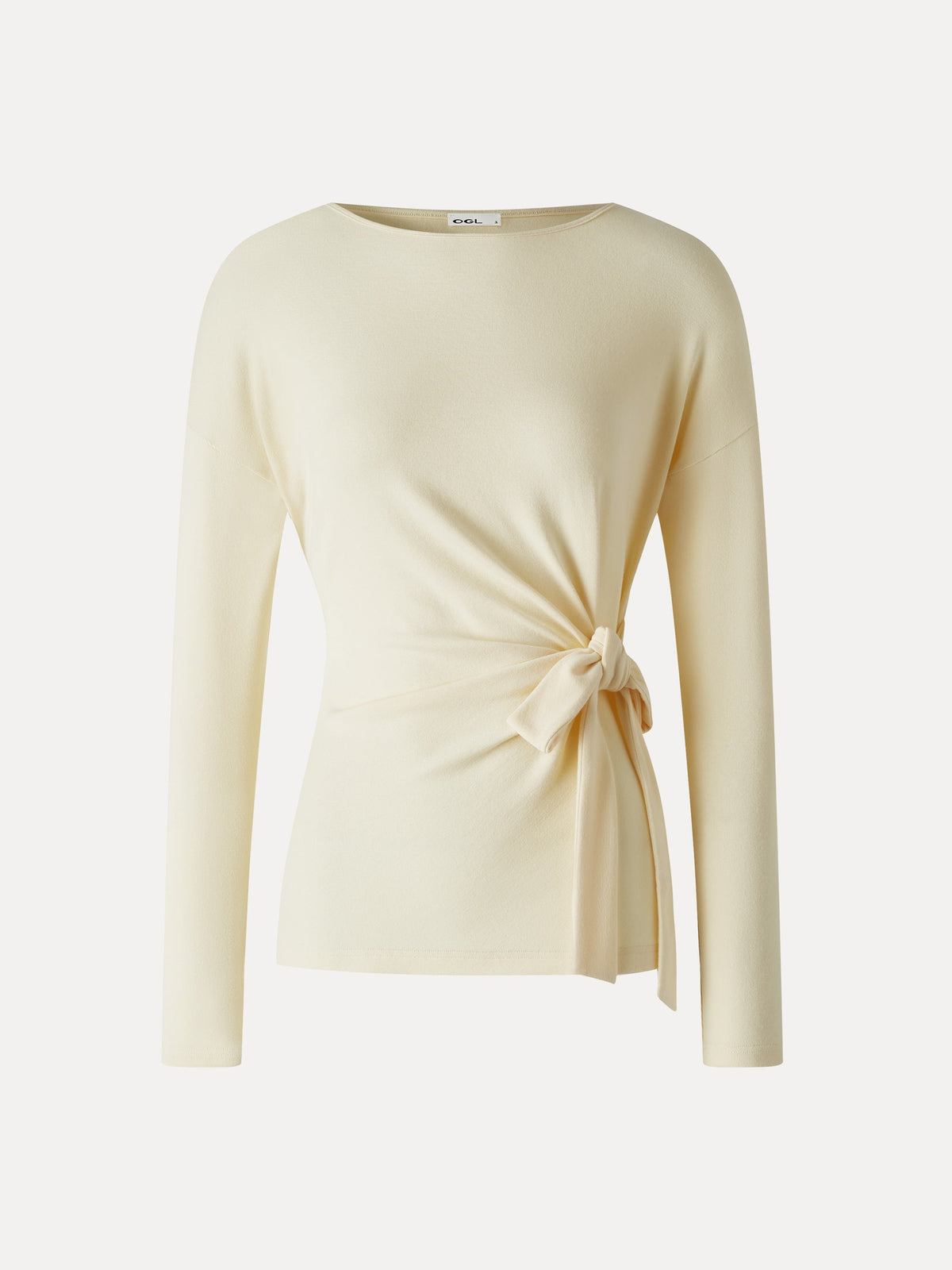 LiteWarm Boatneck Long Sleeve Tie-Waist Top