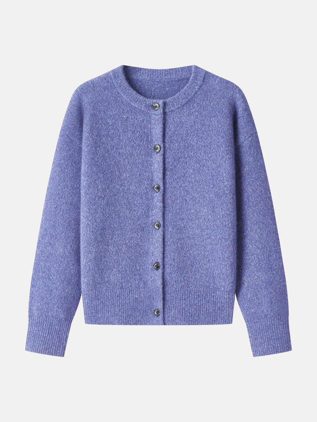 Luxe Halo Wool Blend Round Neck Cardigan Sweater