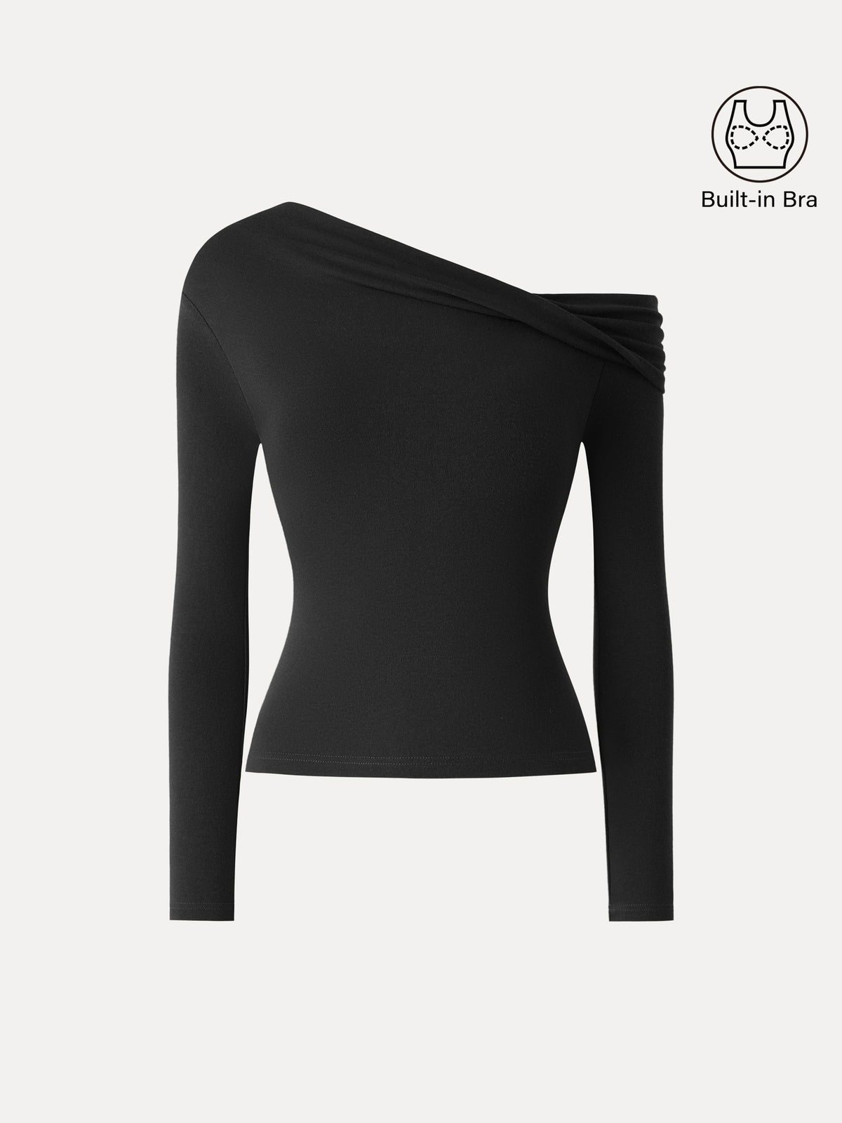 LiteWarm Convertible Neck Long Sleeve Built-In Bra Top