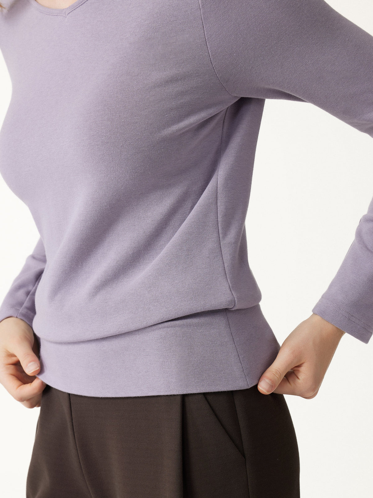 ProWarm V-Neck Long Sleeve Banded Hem Top