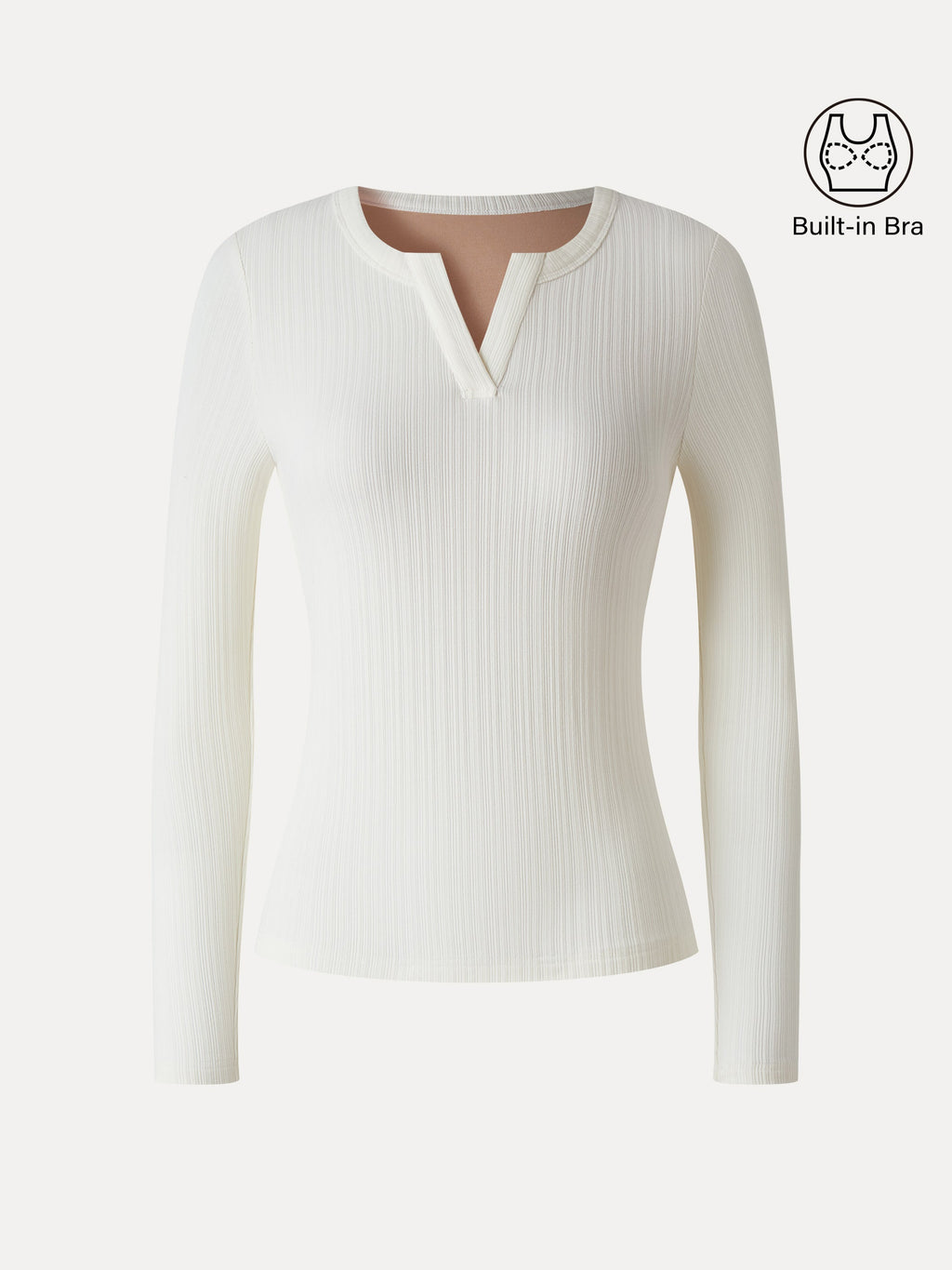 ProWarm Viscose Henley Neck Long Sleeve Built-In Bra Top 3.0