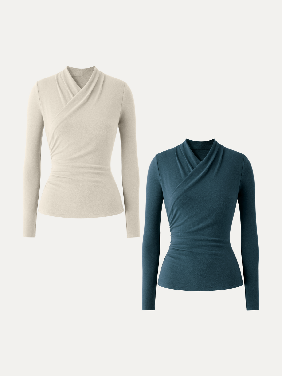 LiteWarm Surplice Long Sleeve Ruched Top
