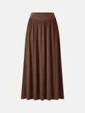LiteWarm Mid-Rise Ruched A-Line Midi Skirt with Pockets