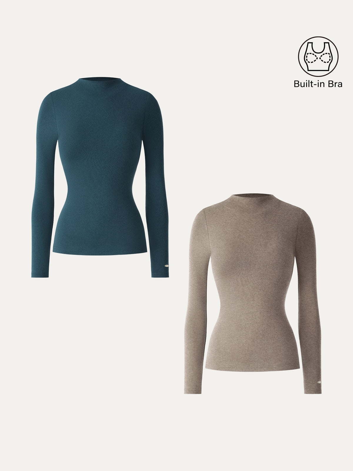 LiteWarm Mockneck Long Sleeve Built-In Bra Top 3.0
