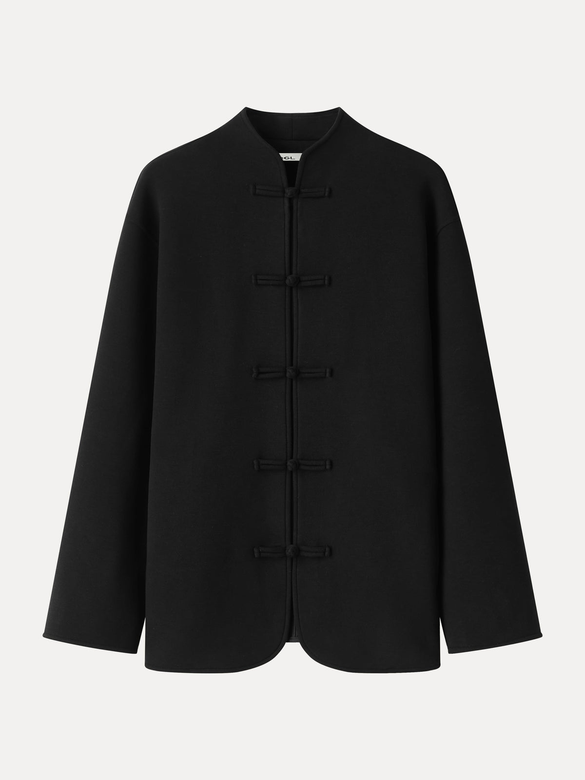 FuzzLuxe Mandarin Collar Frog-Button Jacket with Pockets