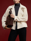 Bamboo Piqué Peaked Lapel Cuff-Tab Jacket with Pockets